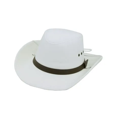 WITHMOONS Cotton Western Cowboy Banded Hat Indiana Jones Sun Cap CD61165 (White)