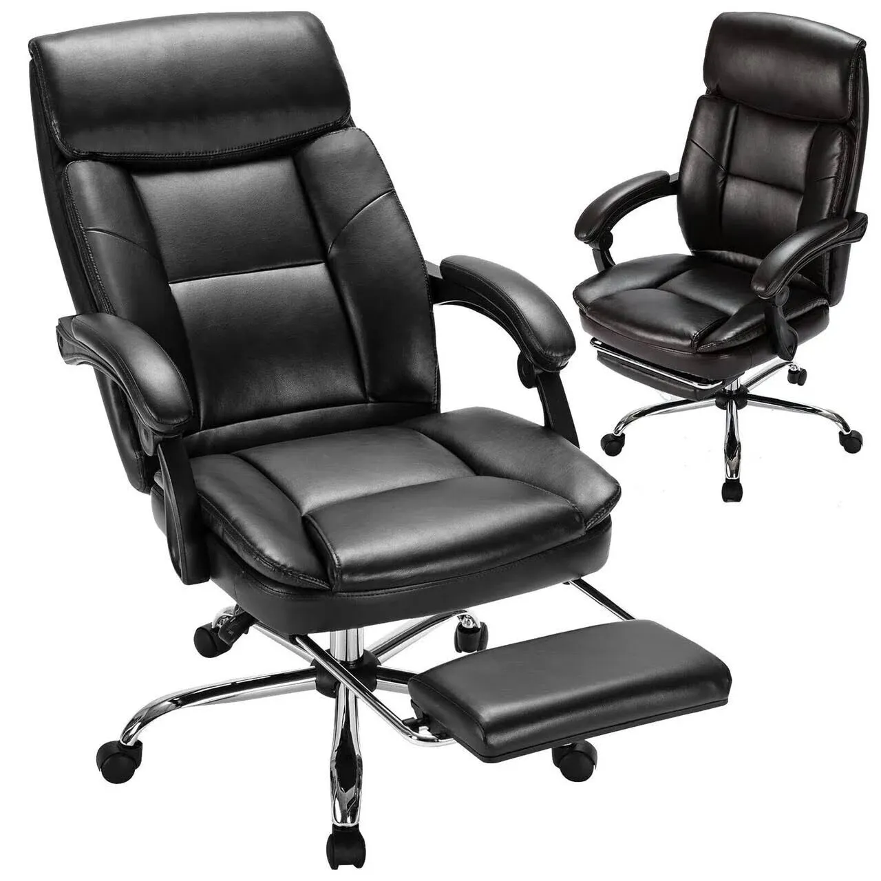 Executive Office Chair, Ergonomic Big and Tall Leather Swivel Rolling Managerial