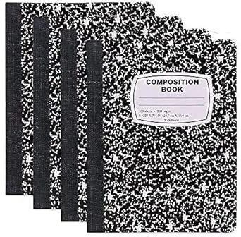 Emraw Marble Composition Notebook Wide Ruled Black and White Composition Books 100 Sheets (2 Pack)