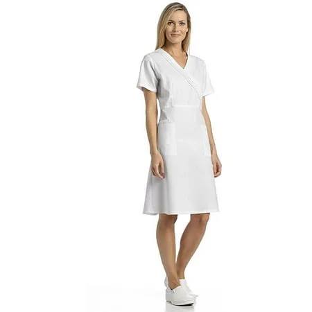 Marvella by White Cross Women's Pleated Mock Wrap Scrub Dress