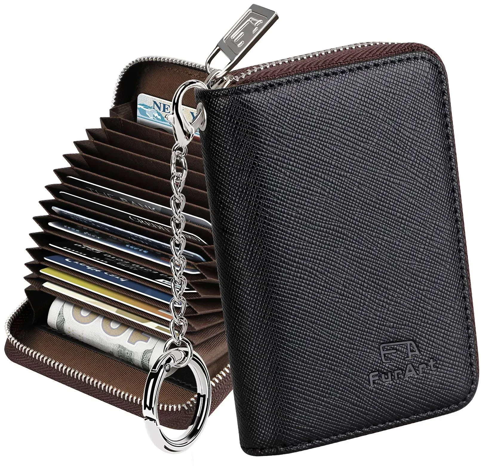 FurArt Credit Card Wallet, Zipper Card Cases Holder for Men Women, RFID Blocking ...