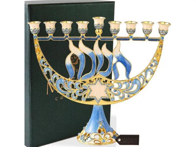 Matashi Hand Painted Enamel Menorah Candelabra