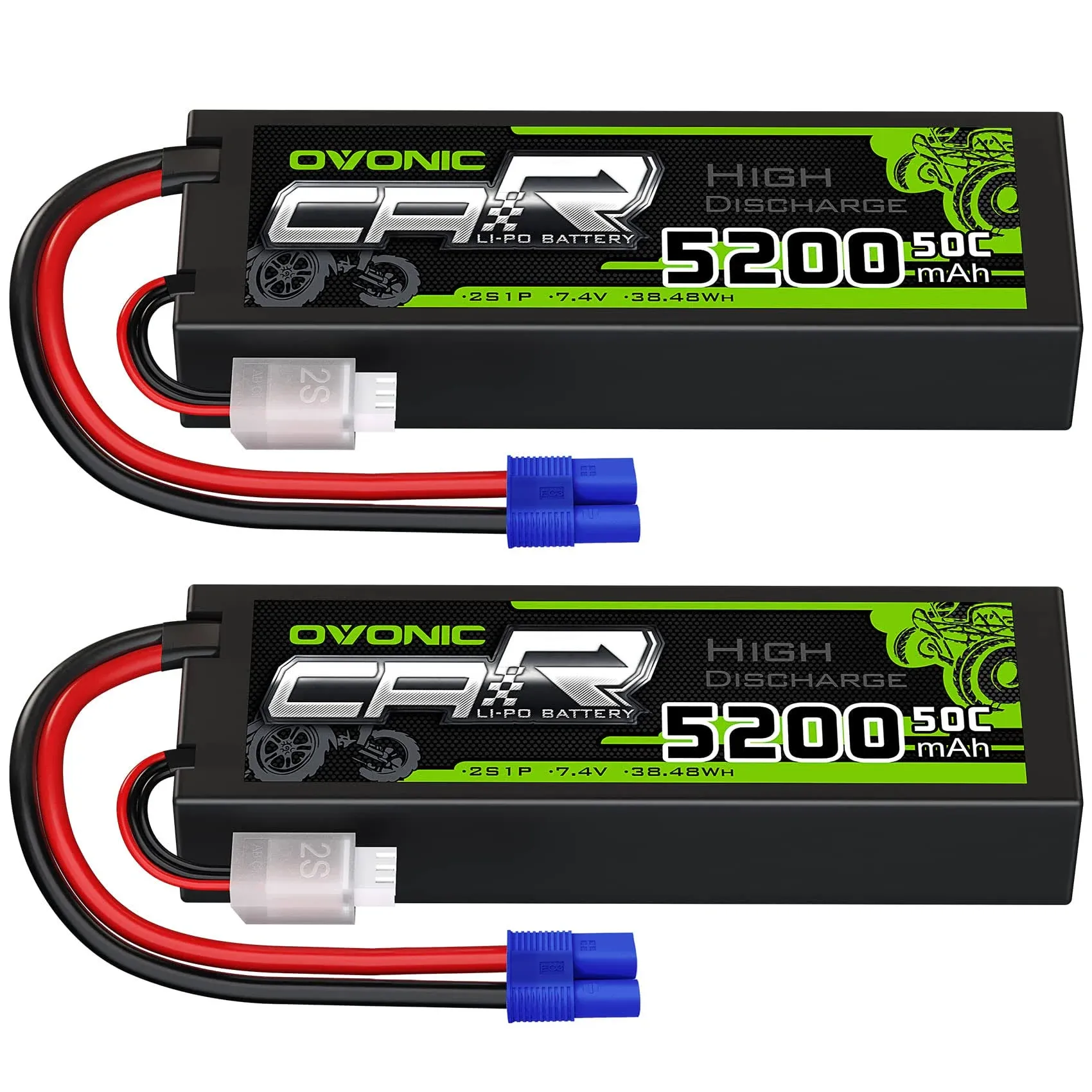 Lipo Battery 5200mAh 50C 7.4V 2S RC Battery with EC3 Connector for RC Plane DJI