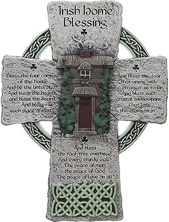 Cathedral Art Irish Home Blessing Resin Wall Cross, Housewarming or Wedding Gift with Blessing by Abbey & CA Gift, Gray, 6 x 8"