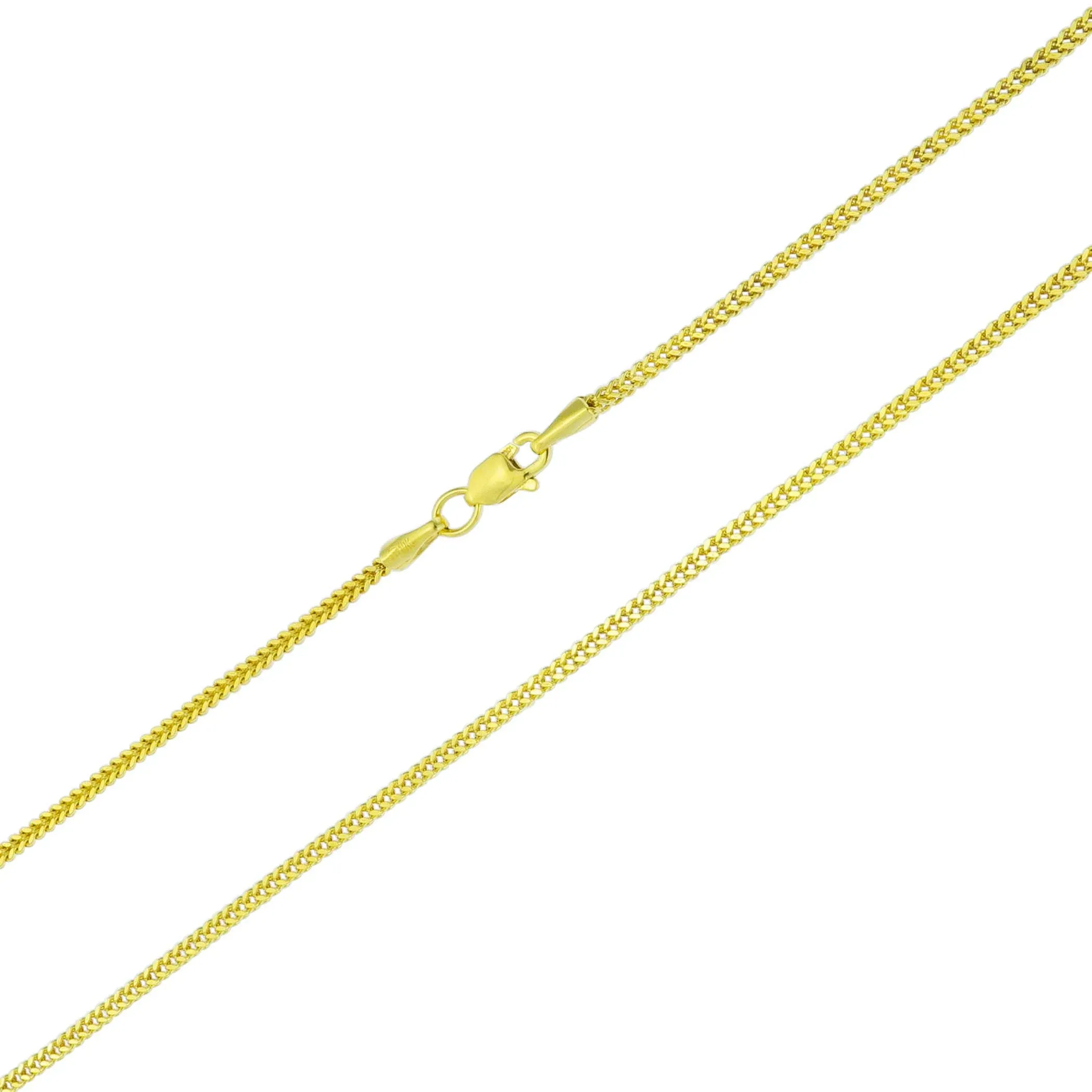 Nuragold 10k Yellow Gold 1.5mm Franco Chain Box Square Wheat Pendant Necklace, Womens Mens Jewelry 16" 18" 20" 22" 24" 26" 28" 30"