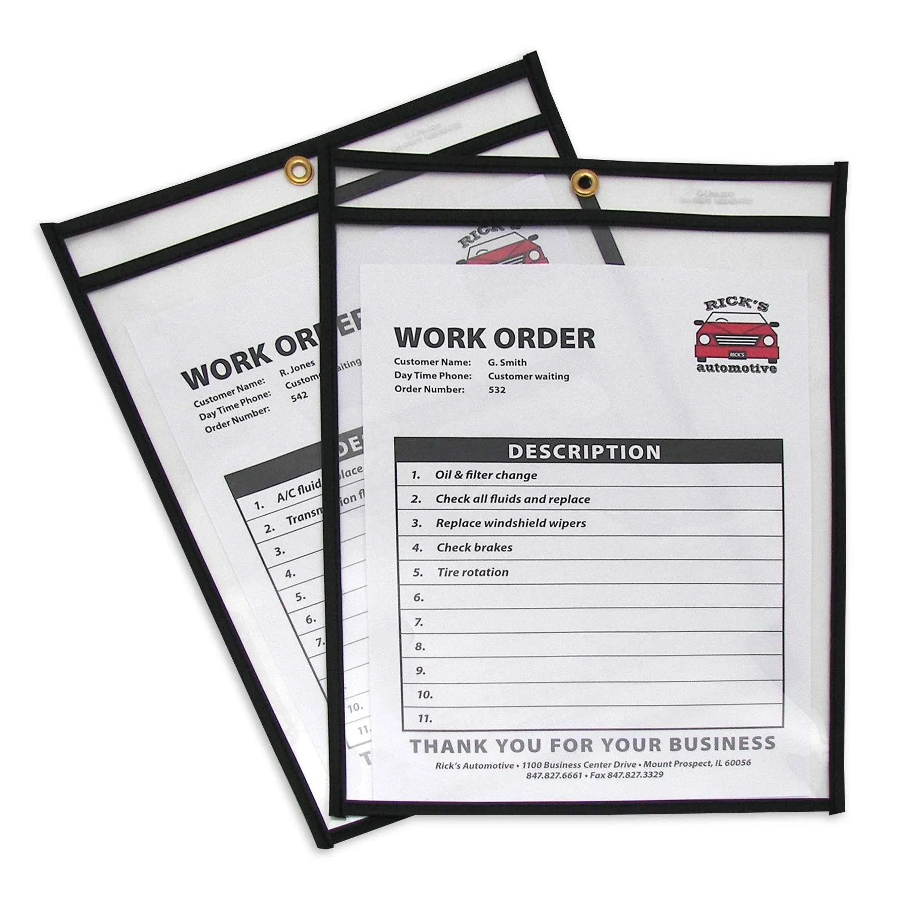 C-Line Stitched Shop Ticket Holders, Both Sides Clear, 9 x 12 Inches, 25 per Box (46912)