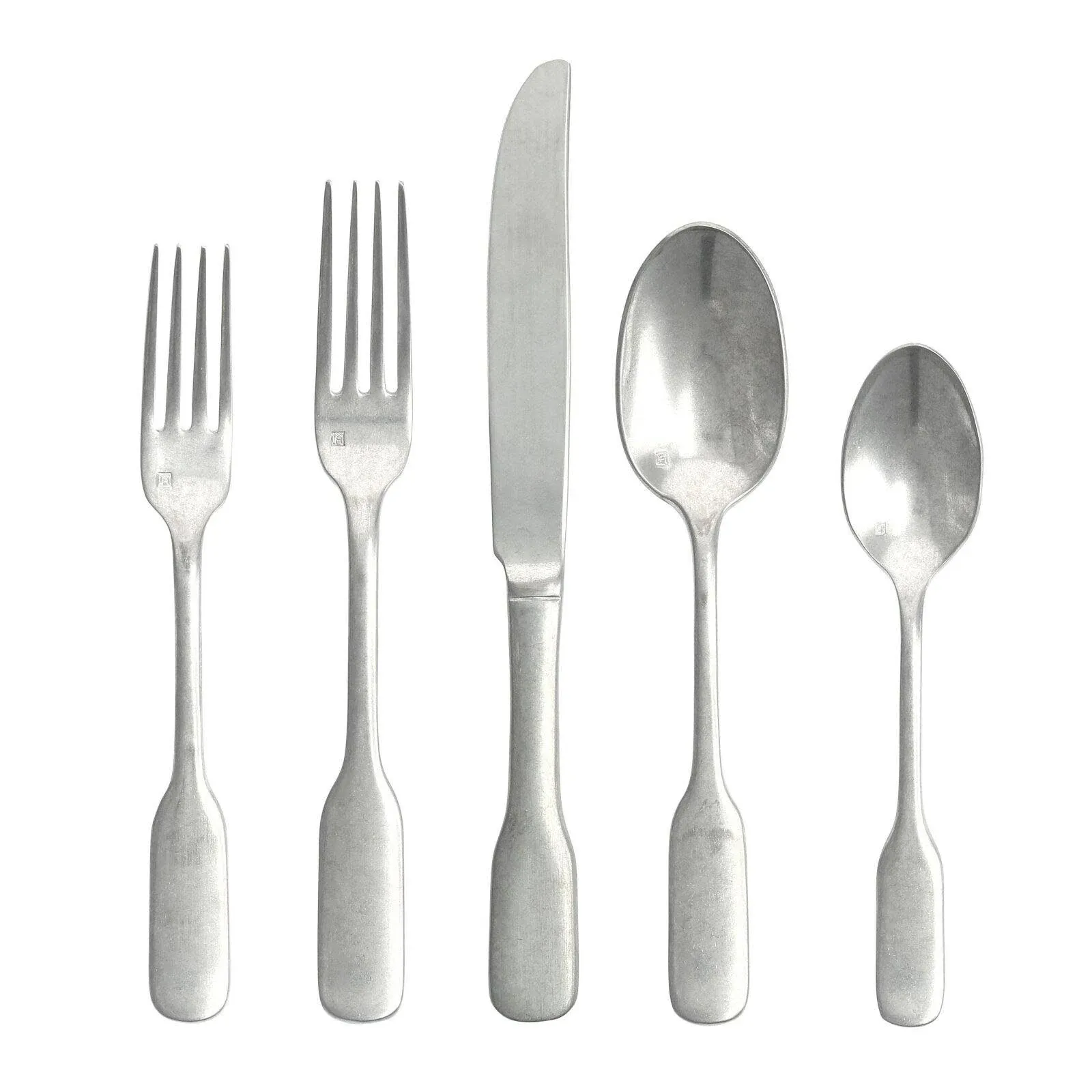 Fortessa Ashton Antiqued Flatware 5 Piece Place Setting, Stainless Steel