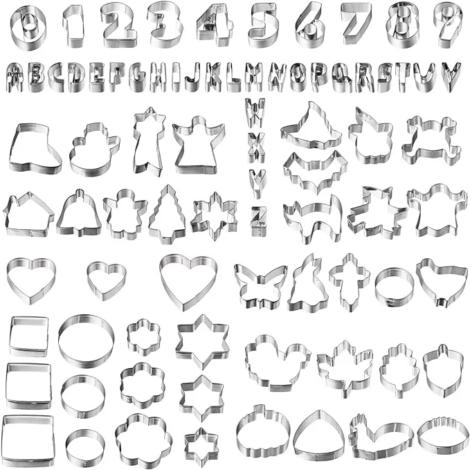 Cookie Cutters Set, 80-Piece — Holiday, Alphabet, Numbers and Everyday Shapes...