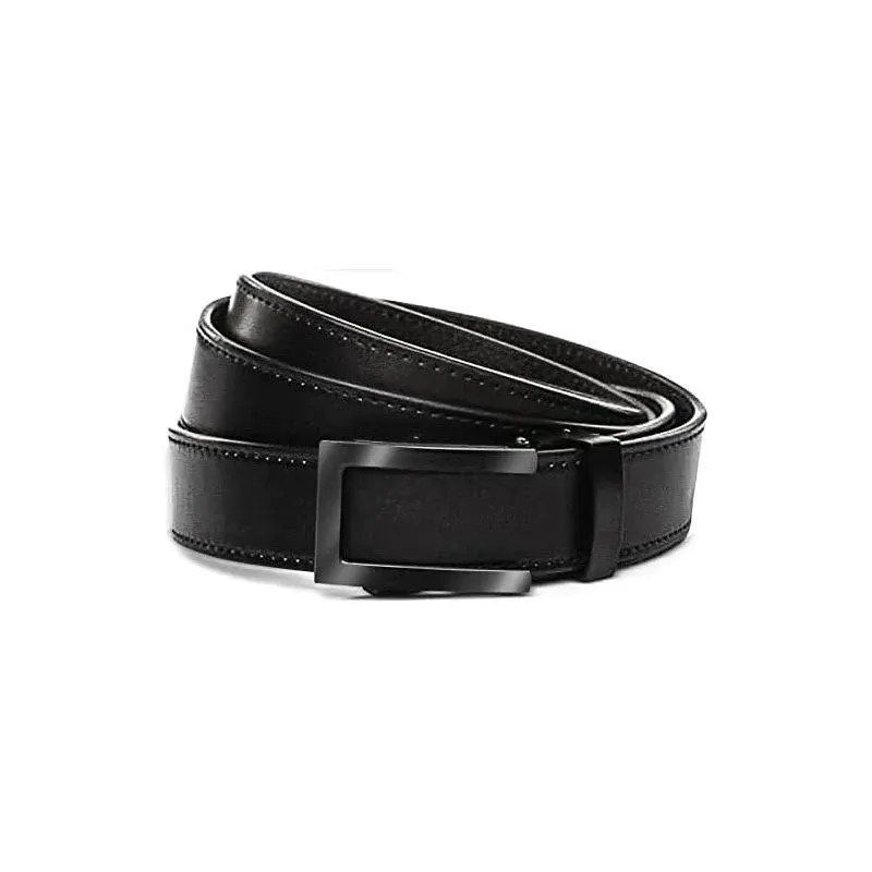 Handcrafted Mens Ratchet Dress Belt - Customizable Fit - Matte Black