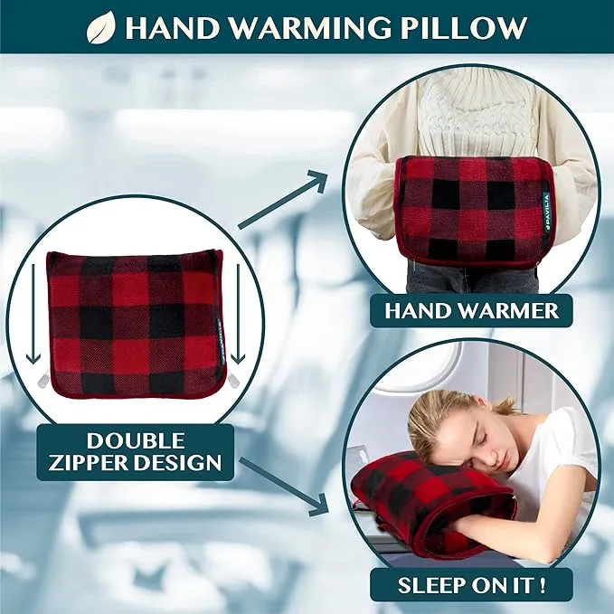 PAVILIA Travel Blanket Pillow, Soft Airplane Blanket 2-IN-1 Combo Set, Plane Blanket Compact Packable, Flight Essential Car Pillow, Travelers Gift Accessories Luggage Backpack Strap, 60x43 Checker RedPAVILIA Travel Blanket Pillow, Soft Airplane Blanket 2