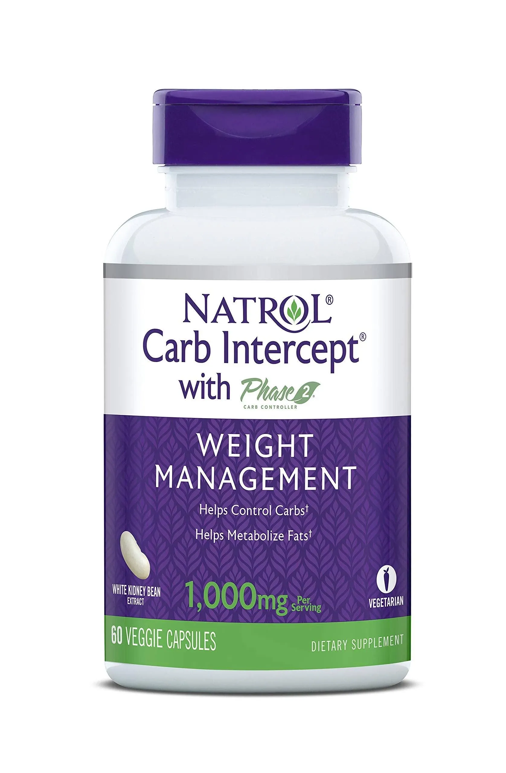 Natrol Carb Intercept, White Kidney Bean, Phase 2, Capsules - 60 capsules