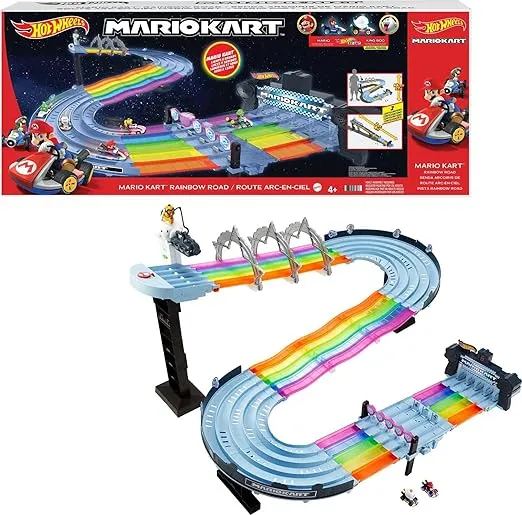 Hot Wheels Mario Kart Rainbow Road Raceway Track Set