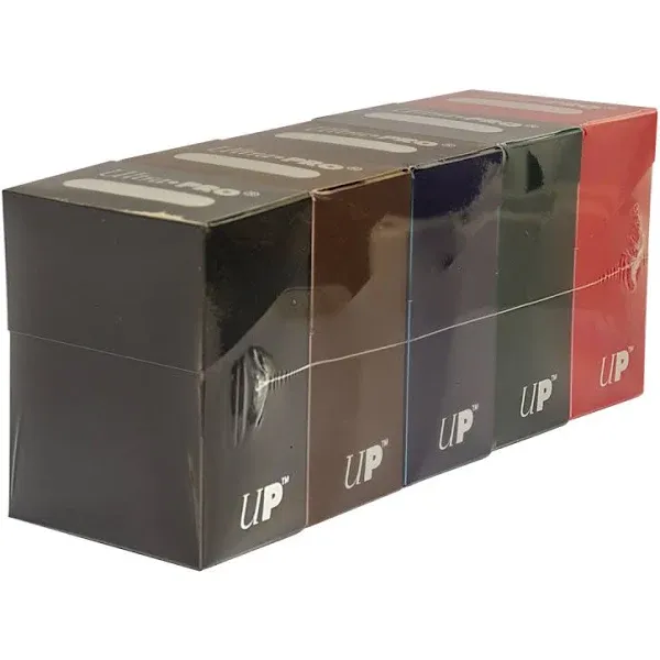 Set of Five New Ultra-Pro Deck Boxes (Dark Colors Incl. Black, Blue, Brown, Green ...