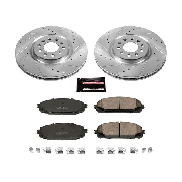 Power Stop K2071 Front Z23 Ceramic Brake Pad and Drilled/Slotte<wbr/>d Rotor Kit