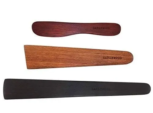 3piece Wooden Kitchen Cooking Utensil Set Comes W/a Thin Wood Spatula Flipper Wo