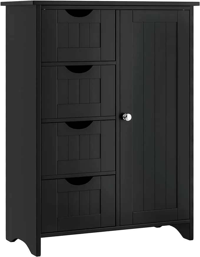 Bathroom Storage Floor Cabinet with 4 Drawers and 1 Adjustable Shelf Living Room