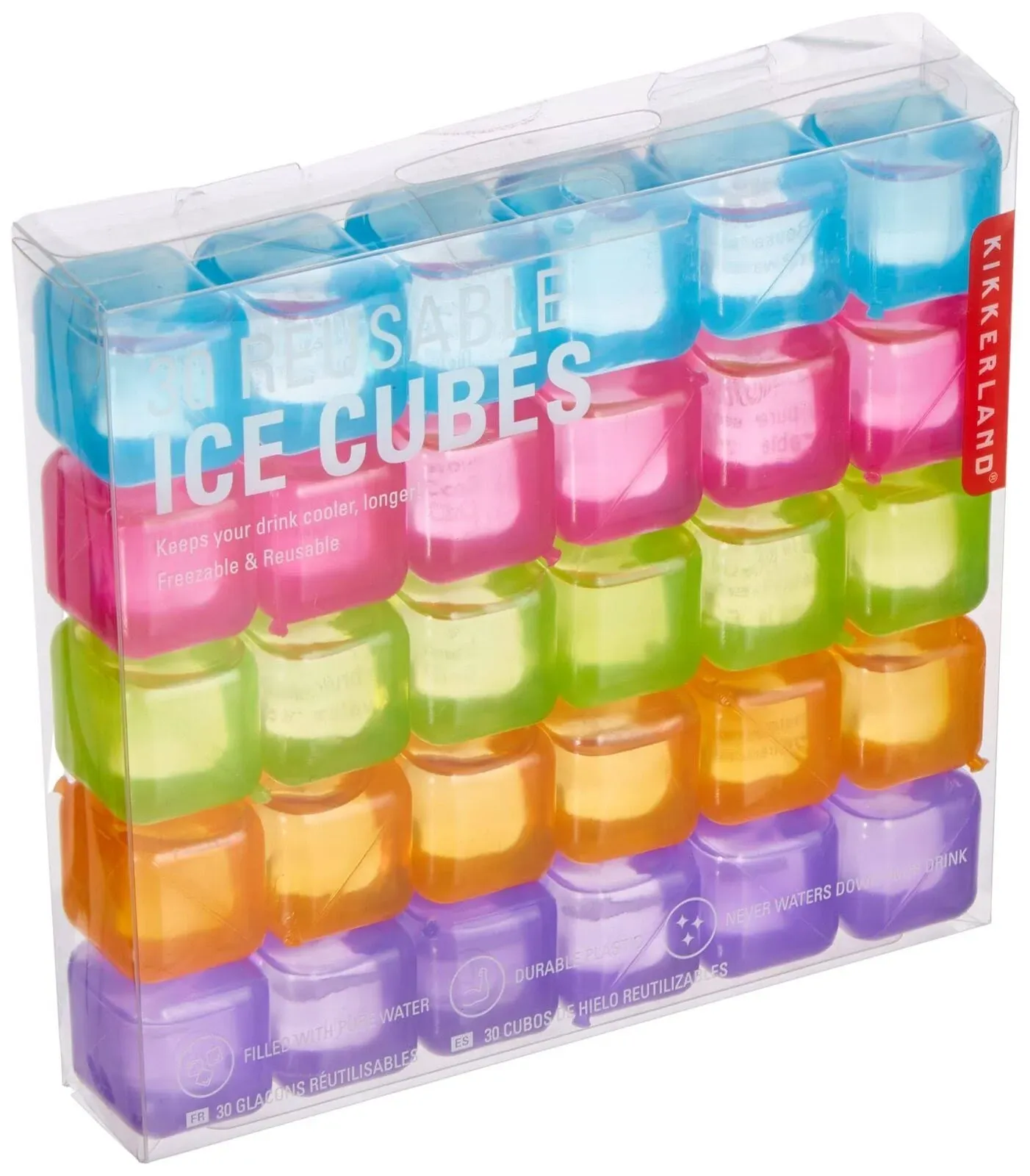 Kikkerland Reusable Ice Cubes, Set of 30, Multicolor NEW FREE SHIPPING