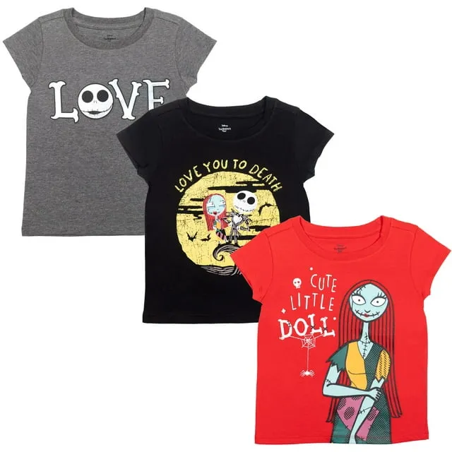 Disney Nightmare Before Christmas Jack Skellington Sally Girls 3 Pack T-Shirt