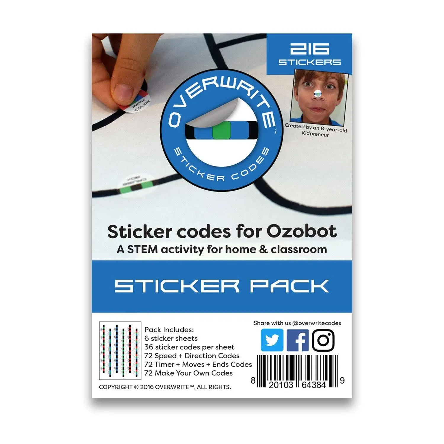 Overwrite Sticker Codes (Codes Pack) for use with Ozobot - 6 Sheets PLEASE READ