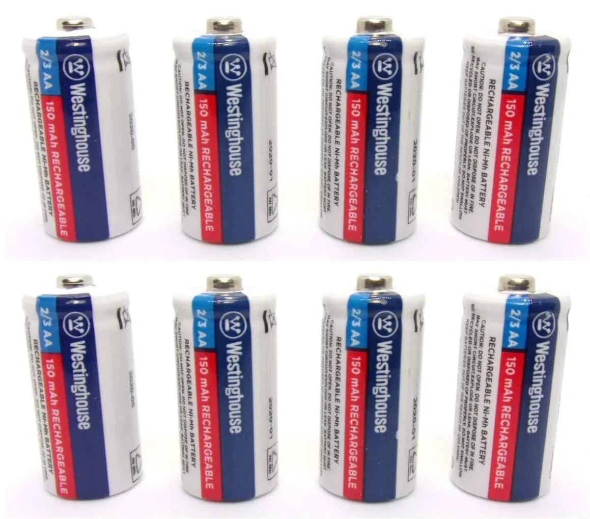 4X Westinghouse 2/3 AA Ni-Mh Battery Batteries Rechargeable 1.2 V Volt 150 mAh Reusable Chargeable by JL Missouri Parts