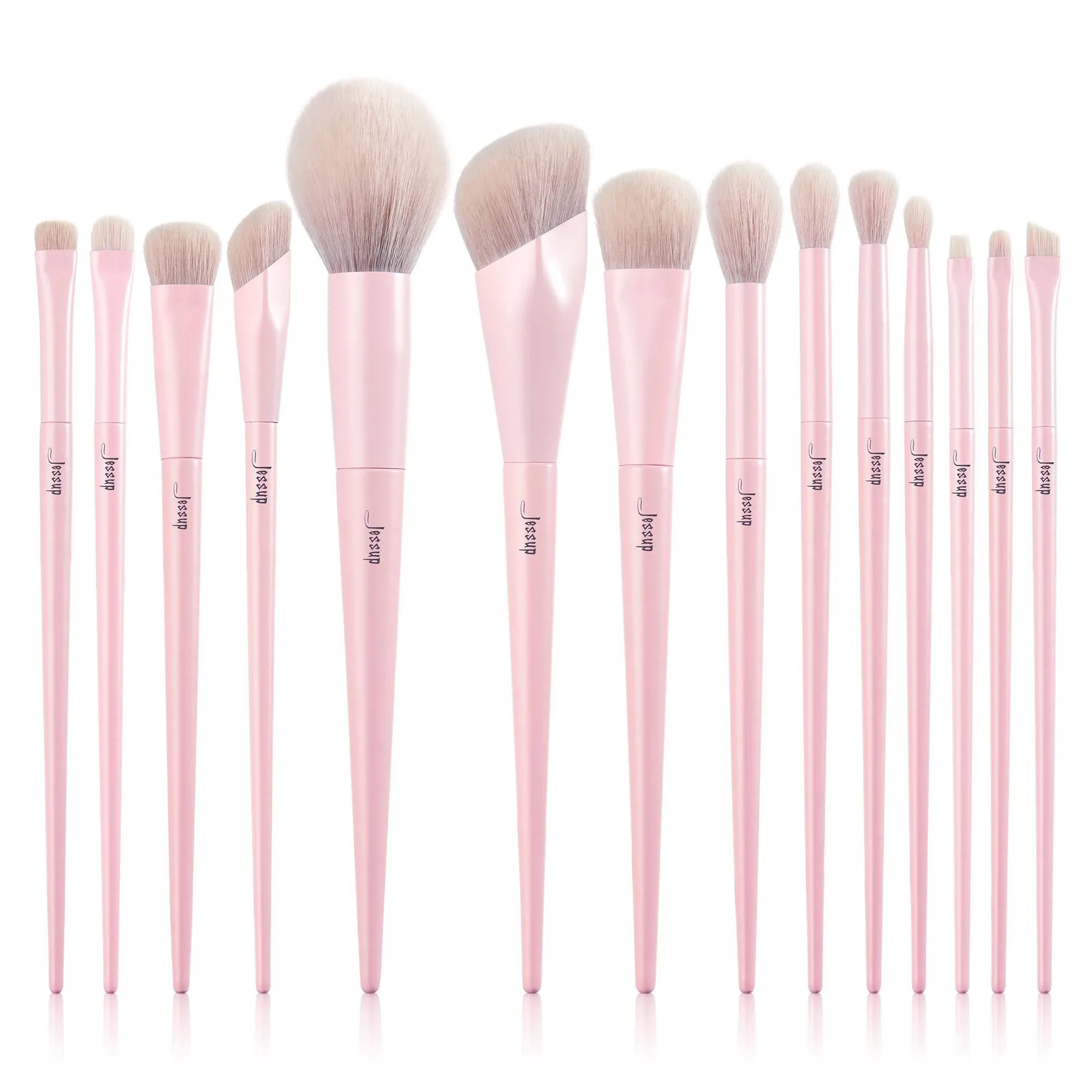 Jessup Pink Makeup Brushes Set 14pcs Make Up Brushes Premium Vegan Foundation Concealer Blush Eyeshadow Eyeliner Powder Highlighter Blending Face