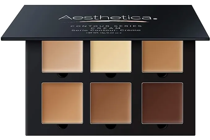 Aesthetica Cosmetics Cream Contour and Highlighting Makeup Kit - Contouring Foundation / Concealer Palette - Vegan, Cruelty Free & Hypoallergenic - Step-by-Step Instructions Included