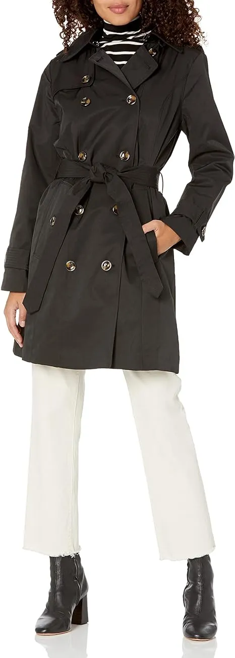 Women's 42" Double-Breasted Hooded Trench Coat