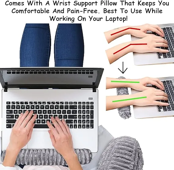 Homie Reading Pillow with Wrist Support, Has Arm Rests, and Back Support for Bed Rest, Lounging, Reading, Working on Laptop, Watching TV (Gray)