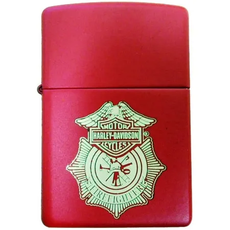 Zippo Harley Davidson Firefighter Red Matte Windproof Lighter NEW RARE