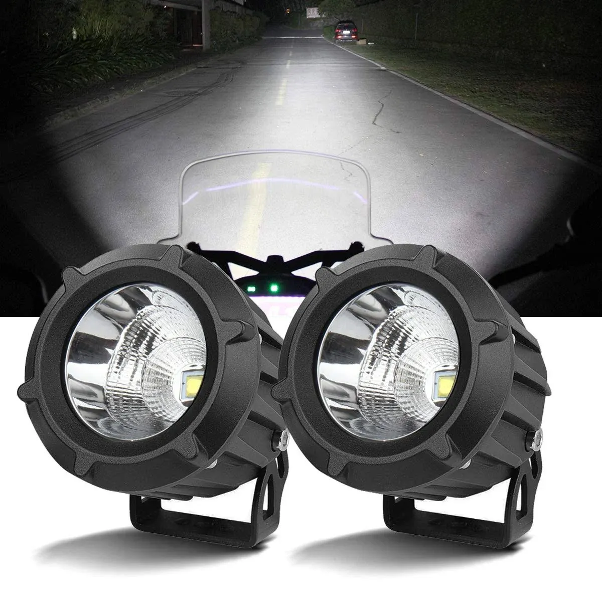 Chelhead Motorcycle Driving Lights, 3.5 Inch Round Led Fog Lights Motorcycle Auxliary Lights Compatible with Jeep Motorcycle, ATV, Car, SUV, UTV, Trucks, Tractor, VAN, RV, Trailer