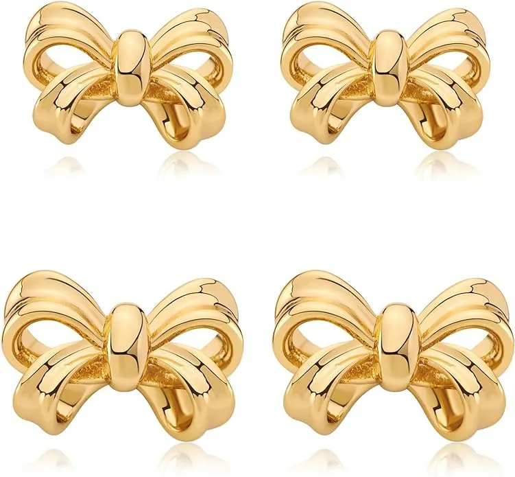 Ribbon Bow Stud Earrings Gold Stud Earrings for Women Fashion Jewelry