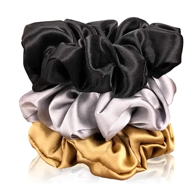 Celestial Silk Mulberry Silk Scrunchies for Hair (Small, Dark Taupe)