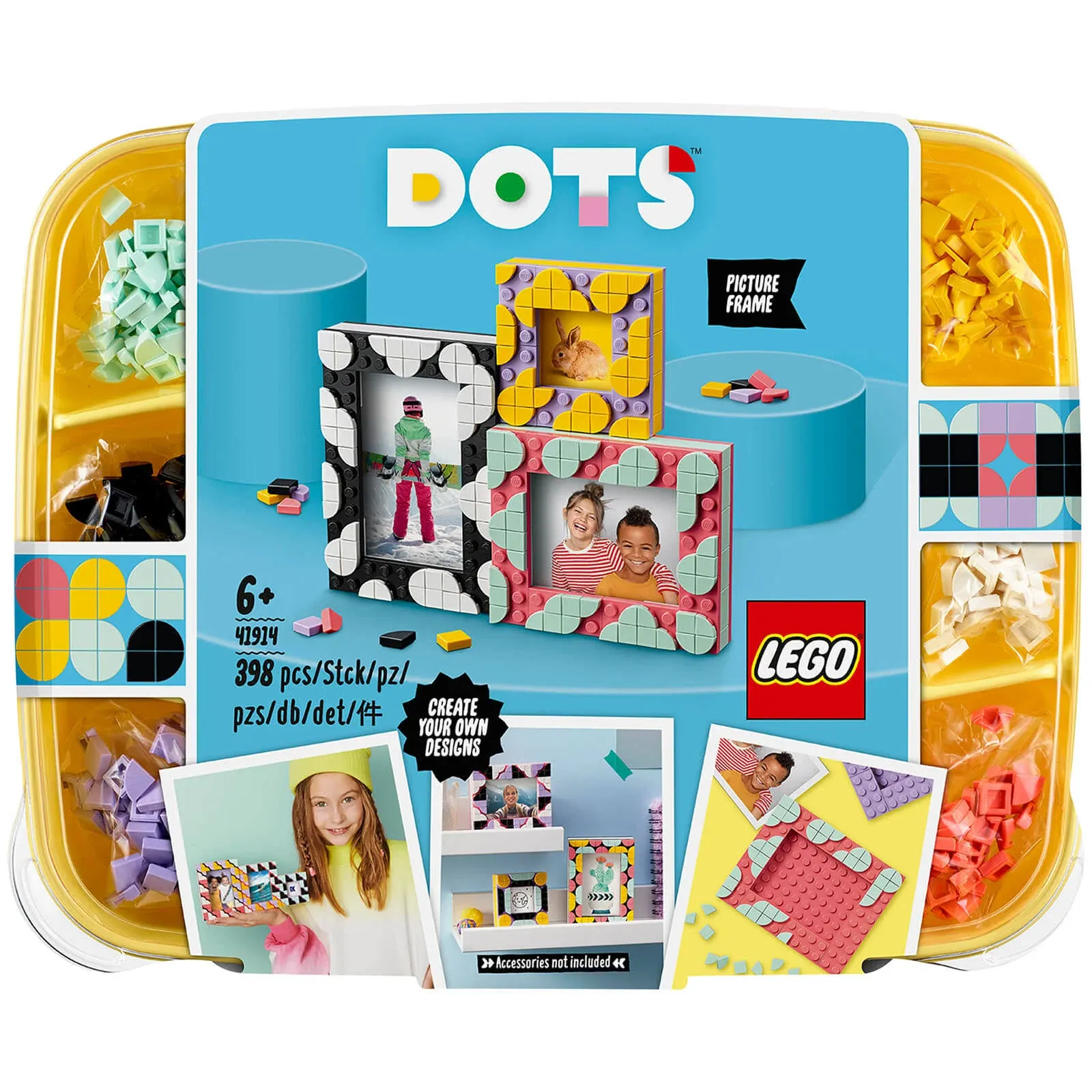 LEGO DOTS Creative Picture Frames 41914 DIY Creative Craft Decorations Kit for Kids, Makes a Great Gift for Kids Who Like Doing Crafts at Home and Fun Picture Frame Ideas (398 Pieces)