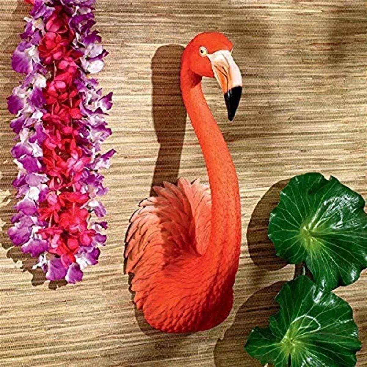 Design Toscano Pink Flamingo Tropical Pop Culture Icon Wall Sculpture, Full Color Finish, 20 Inch