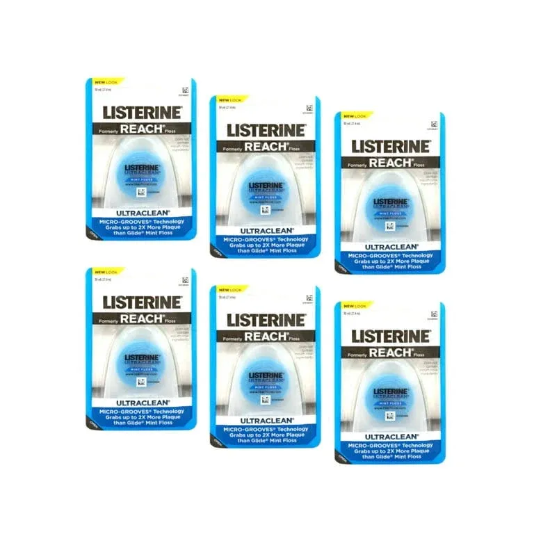 Listerine Ultraclean Dental Floss, Oral Care, Mint-Flavored, 1 Count (Pack of 7)