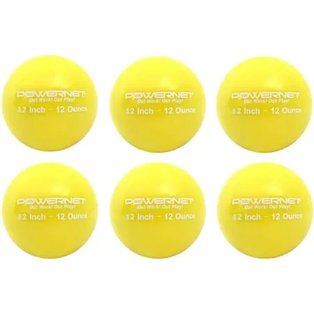 PowerNet 3.2 Weighted Hitting Batting Training Balls (6 Pack) | 12 oz Yellow | Build Strength and Muscle | Improve Technique and Form | Softball Size | Enhance Hand-Eye Coordination