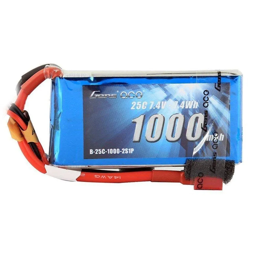 Gens ace 7.4V 1000mAh 2S 25C/50C LiPo Battery Pack with Deans Plug for FPV 180