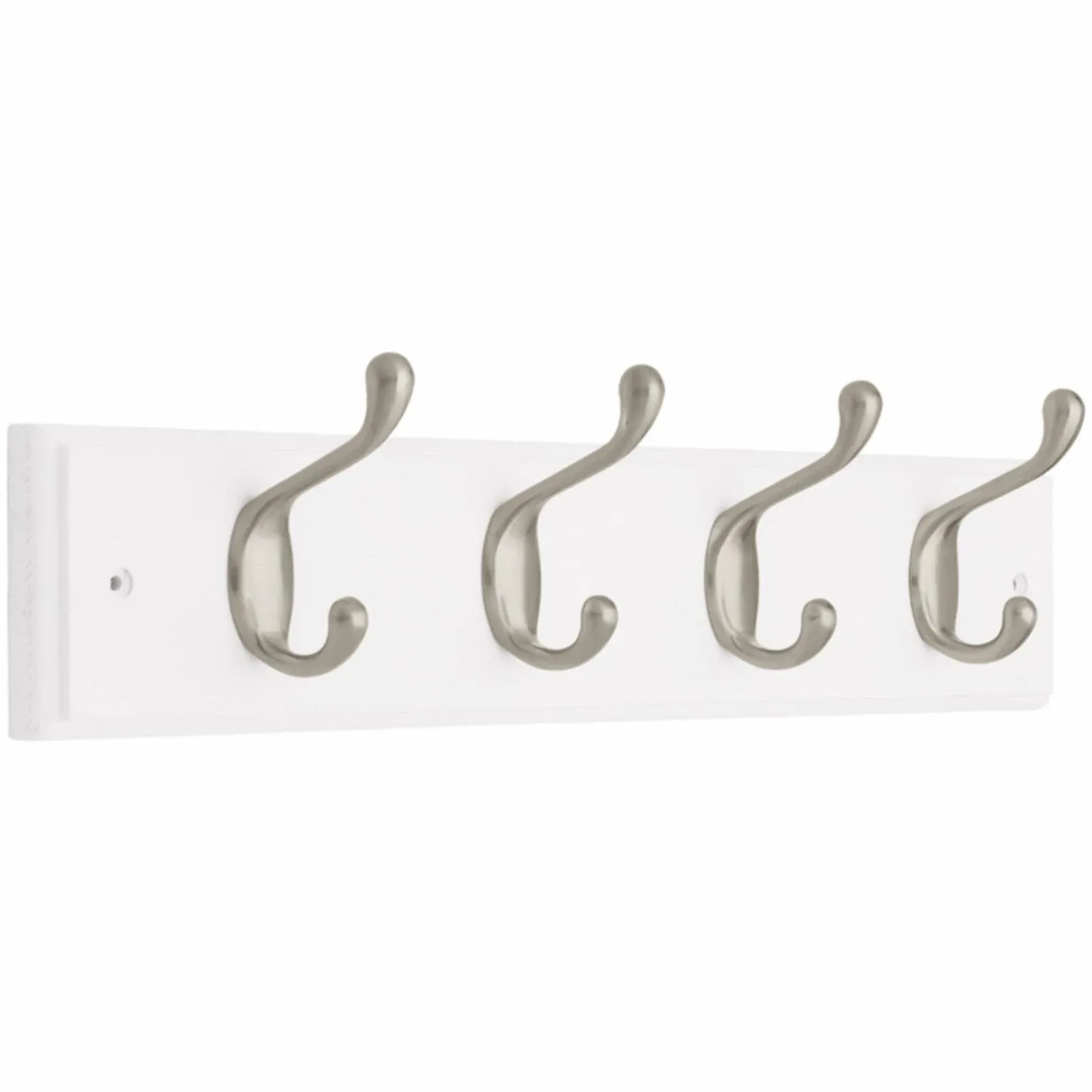 Liberty Hardware 18 in. White and Satin Nickel Heavy Duty Hook Rack