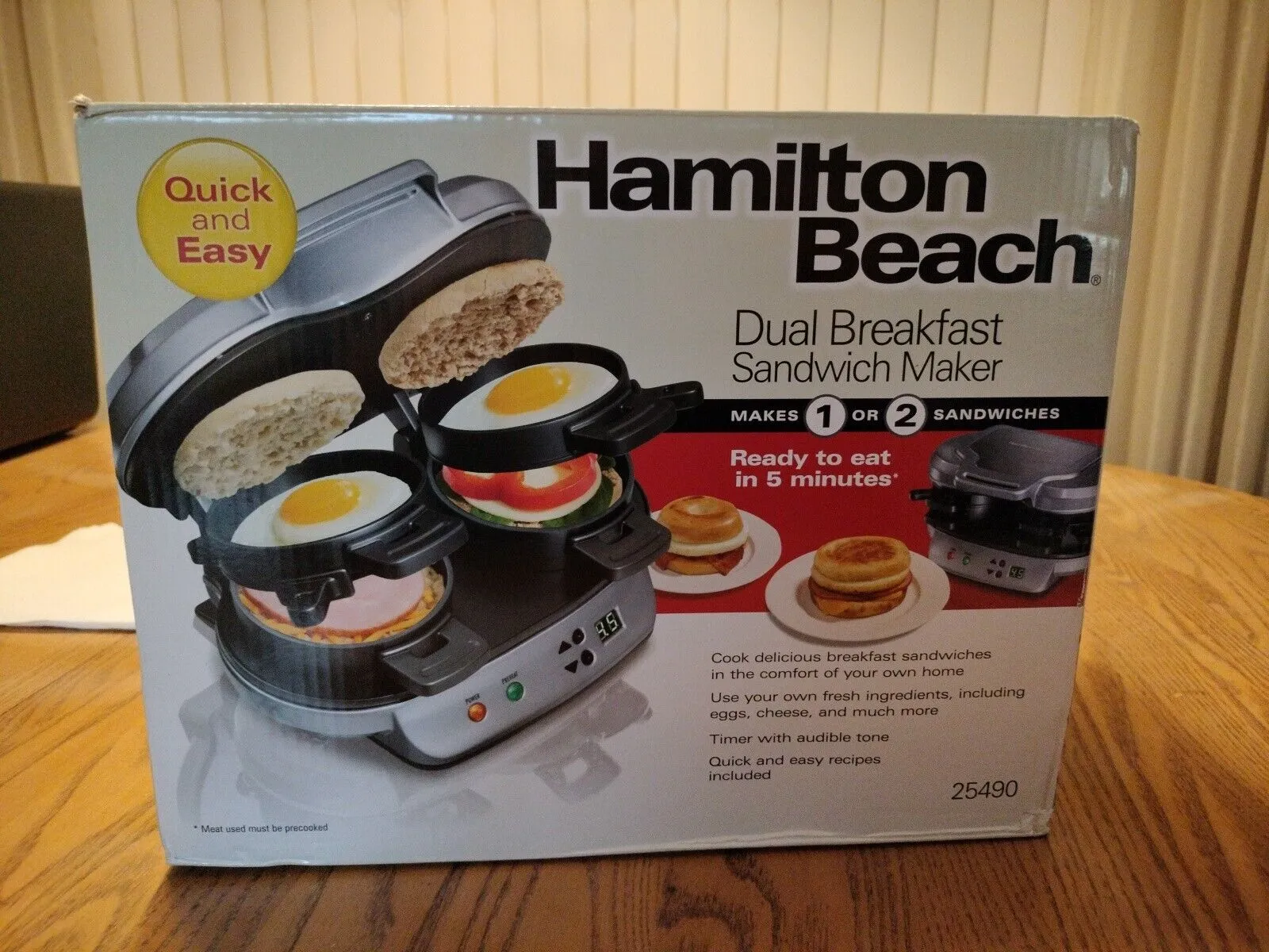 Hamilton Beach Dual Breakfast Sandwich Maker with Timer, Silver (25490A) 