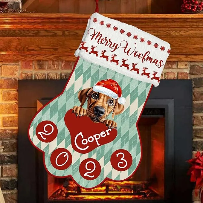 Personalized Planet Personalized Dog Paw, Cat Paw and Snowflake Christmas Stockings