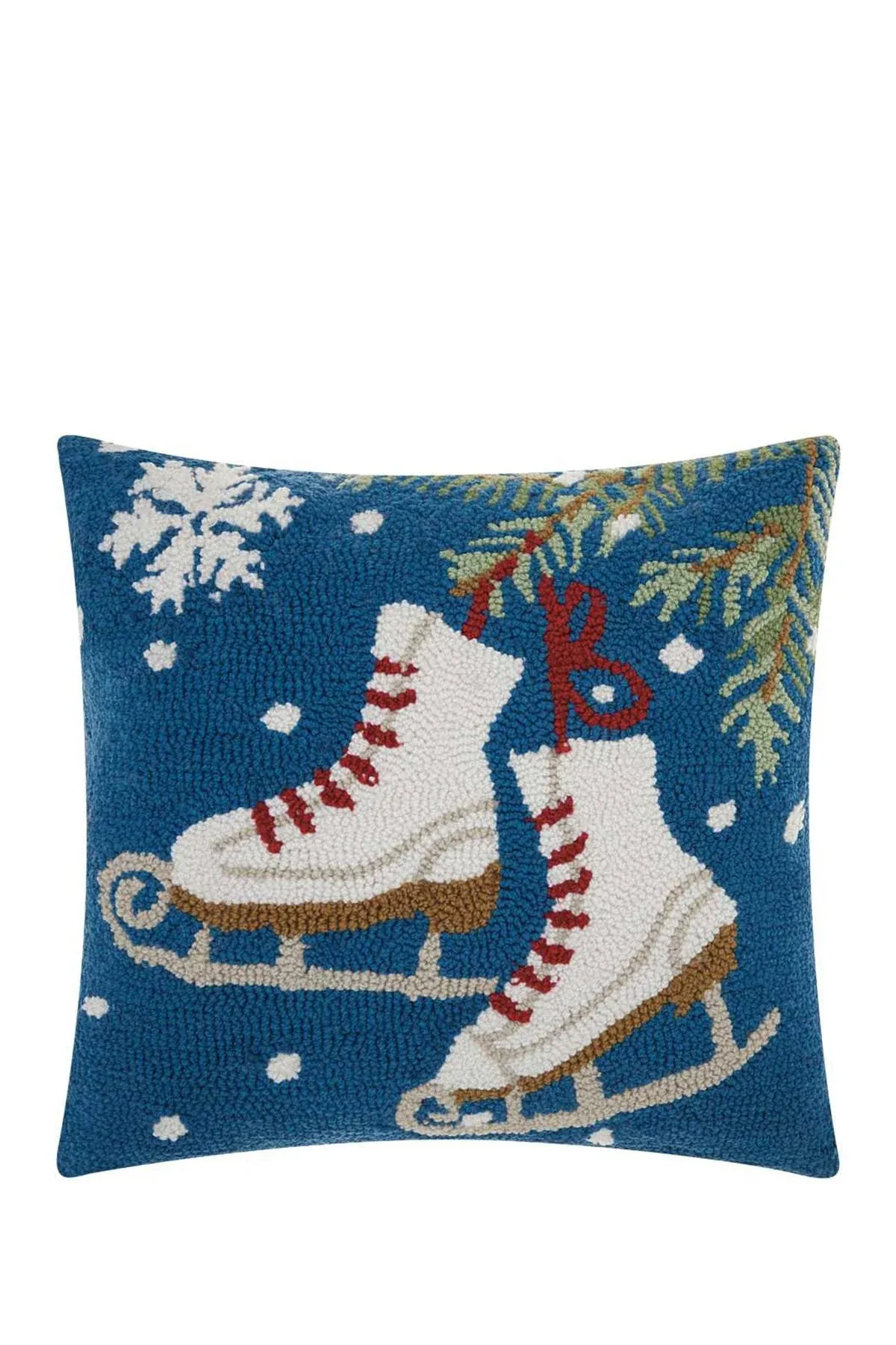 Mina Victory Home for The Holiday Ice Skates 18" x 18" Multicolor Throw Pillow