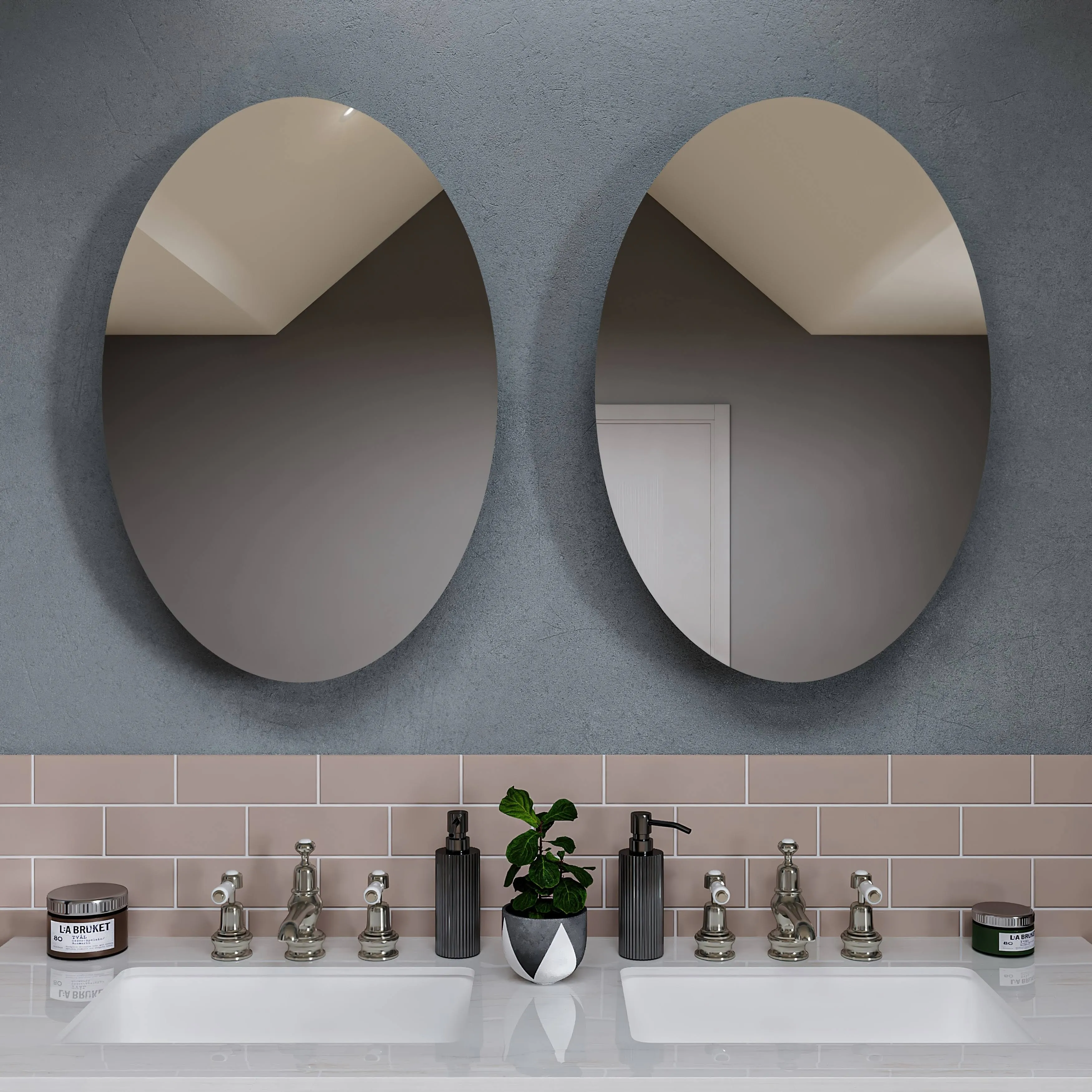 Croydex Davenport 21-in x 31-in Surface/Recessed Mount Mirrored Oval