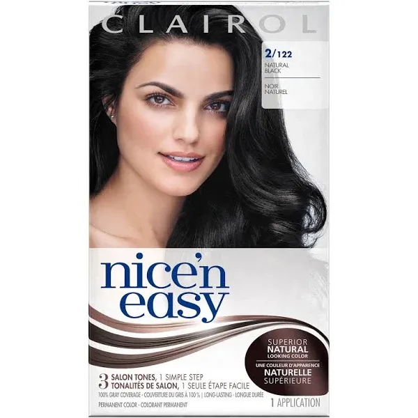 Clairol Nice 'n Easy Permanent Color, 2/122 Natural Black 1 ea (Pack of 2)