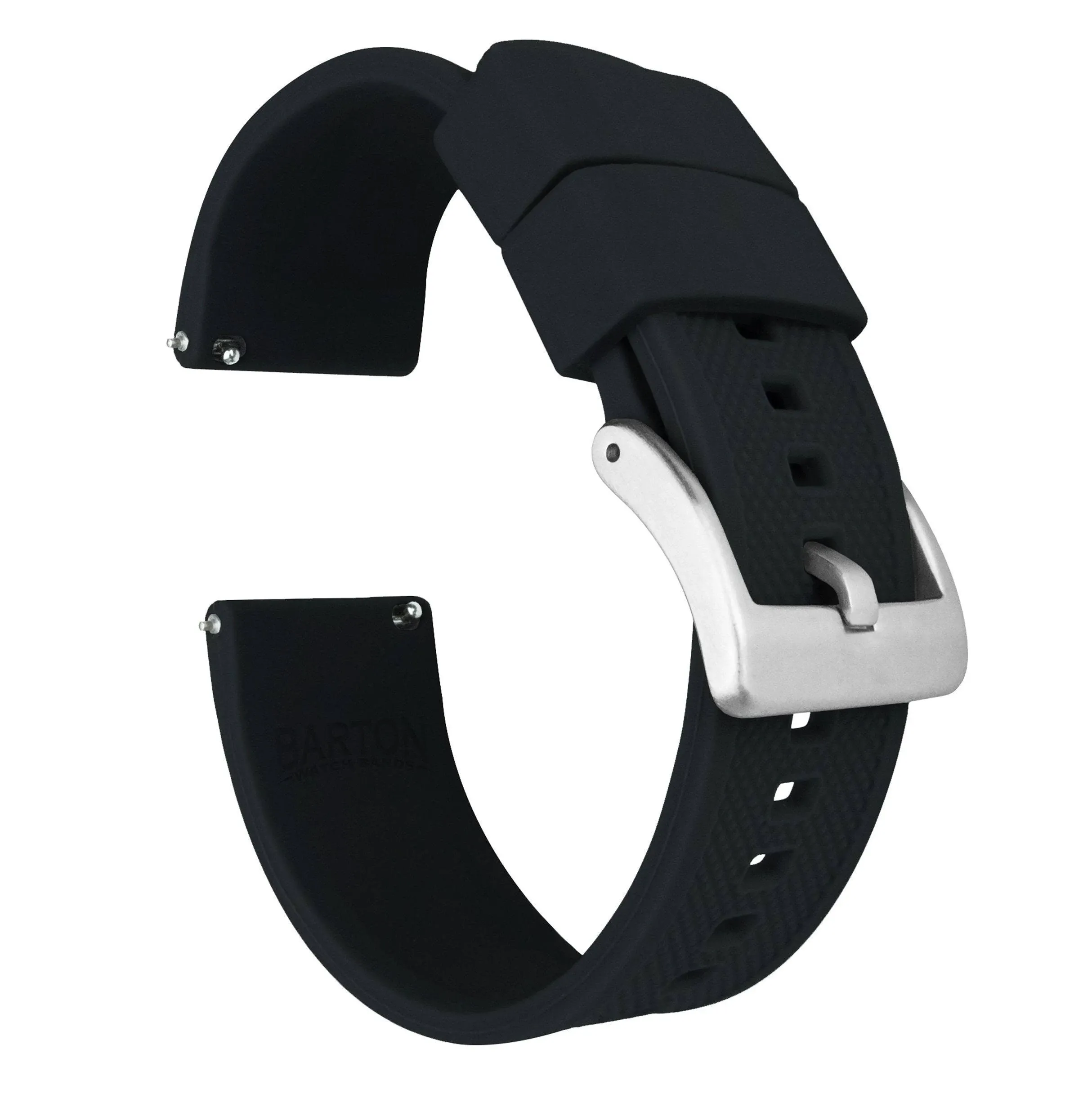 Black Elite Silicone Watch Band Stainless Steel / Standard / 19mm