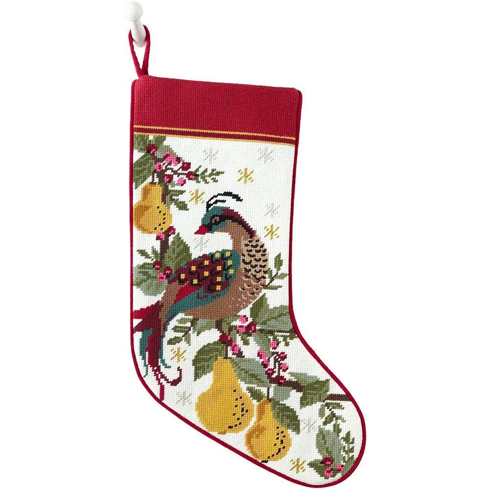 Lands' End Needlepoint Stockings Partridge in A Pear Tree One Size