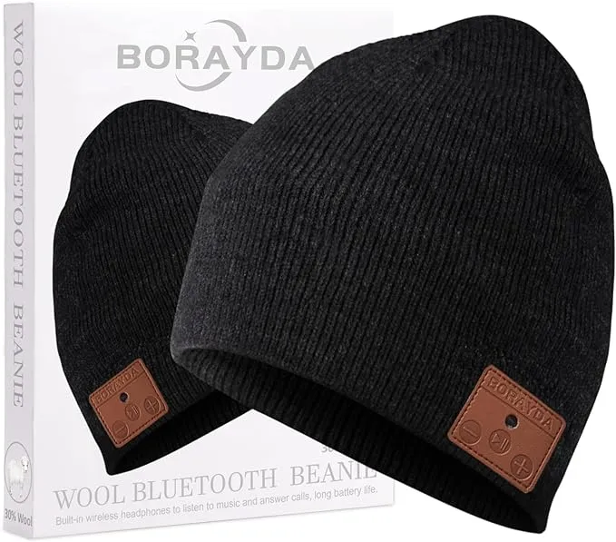 BORAYDA Merino Wool Bluetooth Beanie with 24 Hours Play Time