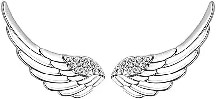 Ear Crawler, Mariafashion Cuff Earrings Sterling Silver Ear Climber Hypoallergenic Ear Wrap Angle Wings Diamond Zircon Stud Earrings¡­