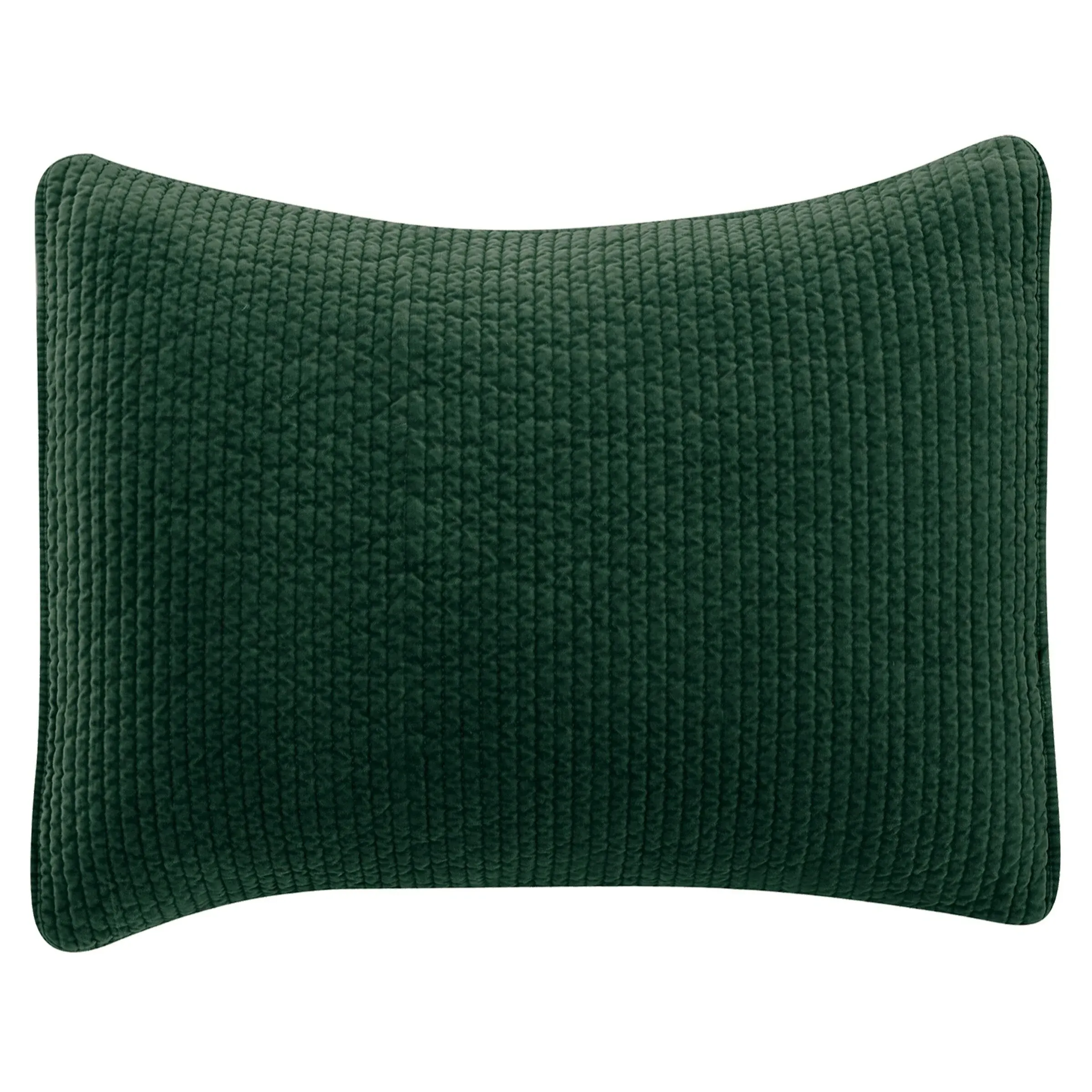 HiEnd Accents Stonewashed Cotton Velvet Quilted Pillow Sham - Standard - Emerald