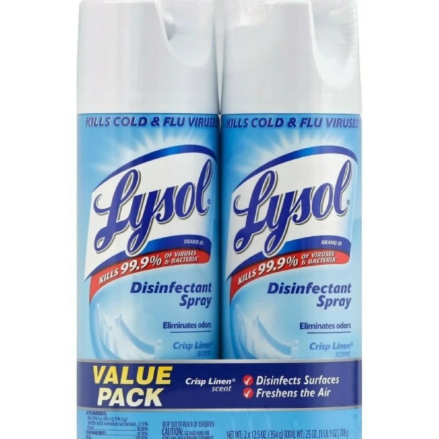 Lysol Disinfectant Spray, Crisp Linen Scent, 12.5oz Aerosol, 12/Carton