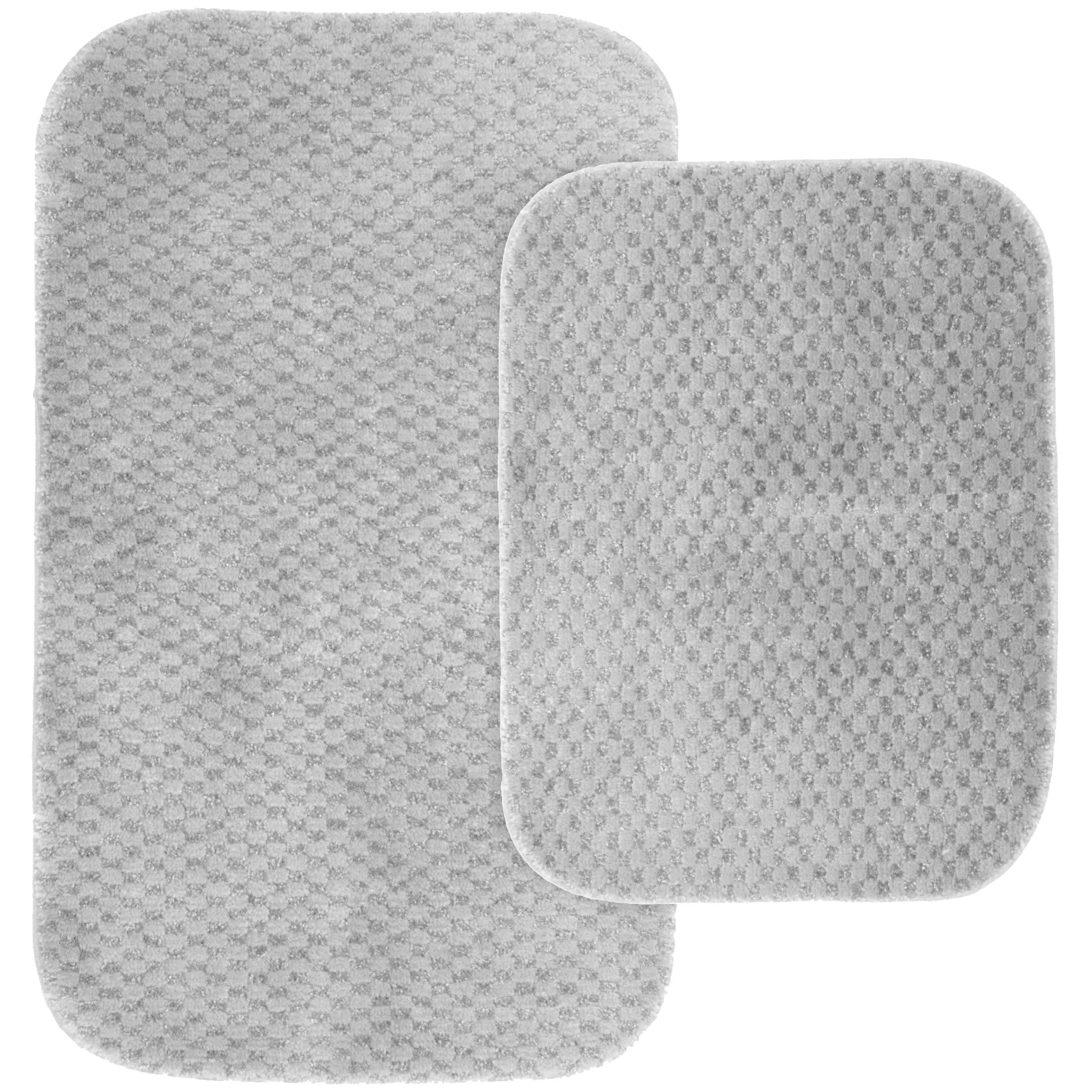 Garland 2 Piece Cabernet Nylon Washable Bath Rug Set Platinum Gray